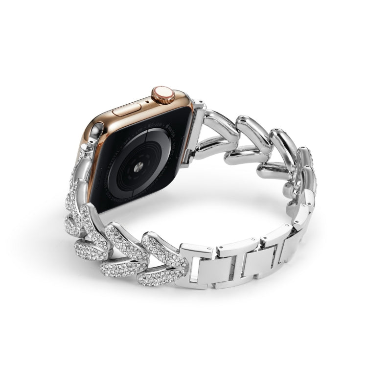 Triangle Diamond Metal Watch Band For Apple Watch Ultra 49mm&Watch Ultra 2 49mm / Series 9&8&7 45mm / SE 3&SE 2&6&SE&5&4 44mm / 3&2&1 42mm