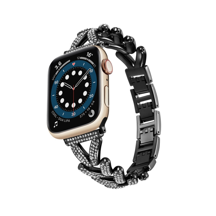 Triangle Diamond Metal Watch Band For Apple Watch Series 9&8&7 41mm / SE 3&SE 2&6&SE&5&4 40mm / 3&2&1 38mm