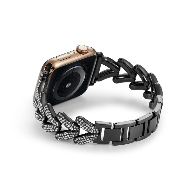 Triangle Diamond Metal Watch Band For Apple Watch Series 9&8&7 41mm / SE 3&SE 2&6&SE&5&4 40mm / 3&2&1 38mm
