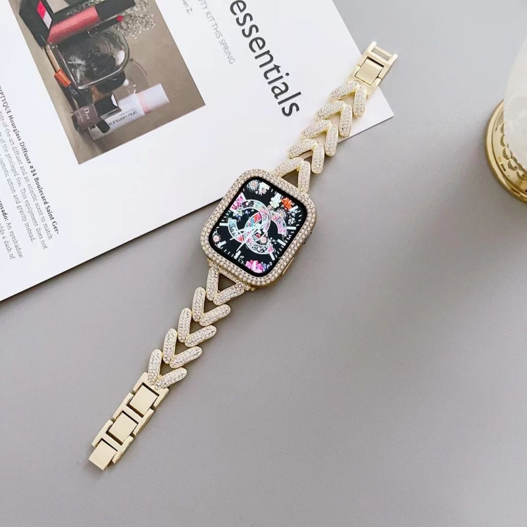 Triangle Diamond Metal Watch Band For Apple Watch Series 9&8&7 41mm / SE 3&SE 2&6&SE&5&4 40mm / 3&2&1 38mm