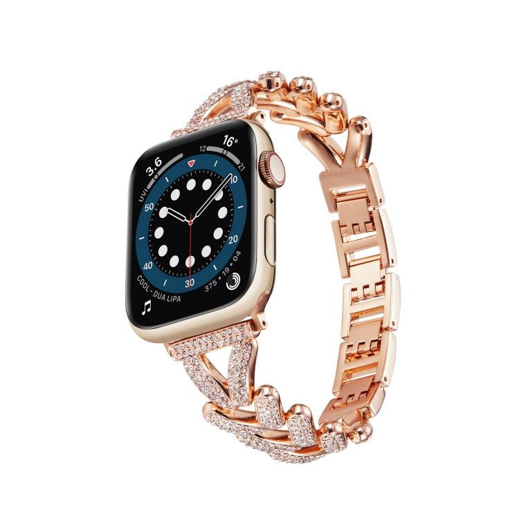 Triangle Diamond Metal Watch Band For Apple Watch Series 9&8&7 41mm / SE 3&SE 2&6&SE&5&4 40mm / 3&2&1 38mm