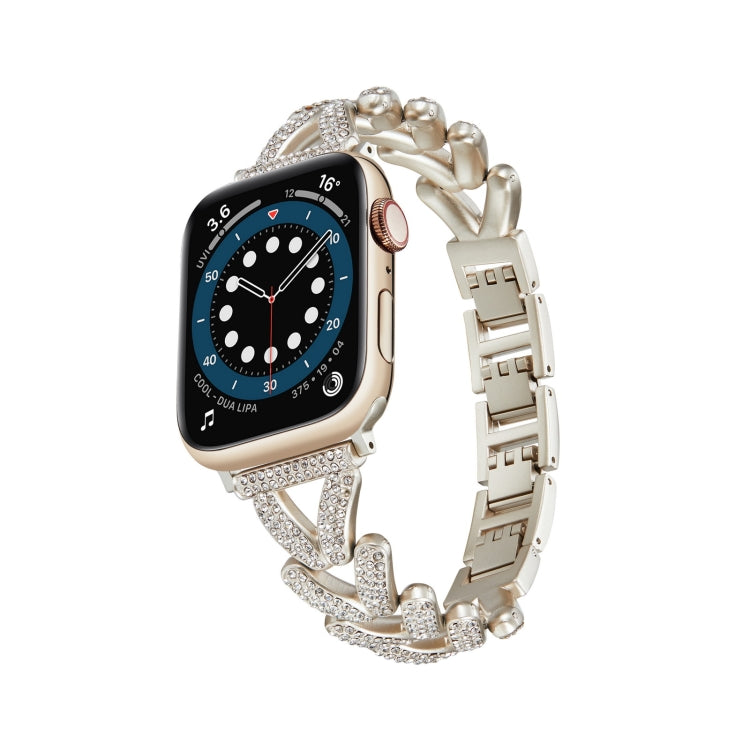 Triangle Diamond Metal Watch Band For Apple Watch Series 9&8&7 41mm / SE 3&SE 2&6&SE&5&4 40mm / 3&2&1 38mm