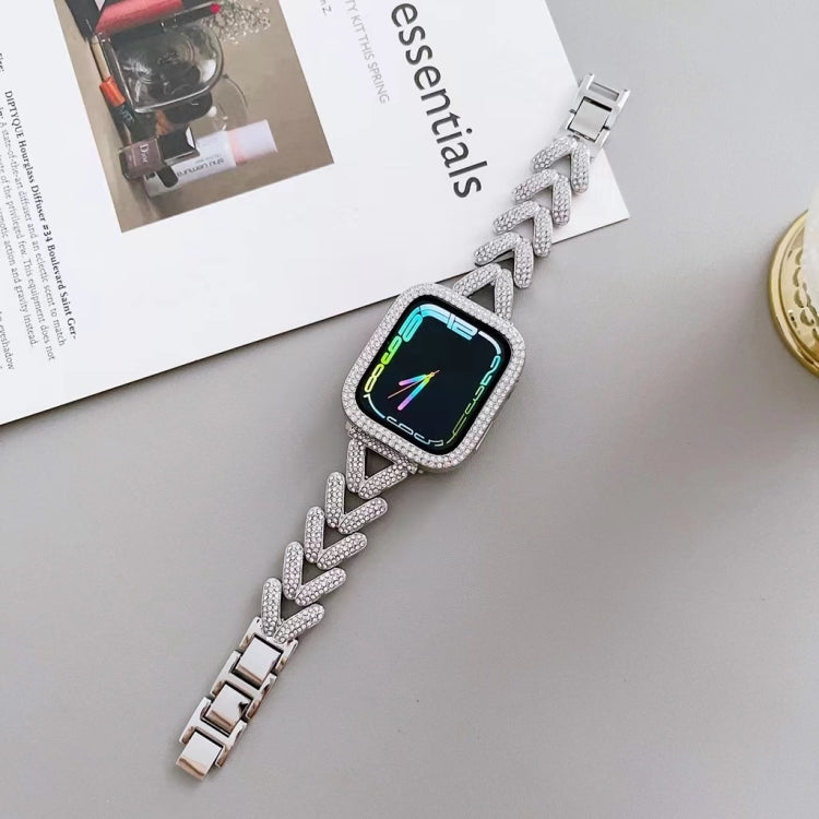 Triangle Diamond Metal Watch Band For Apple Watch Series 9&8&7 41mm / SE 3&SE 2&6&SE&5&4 40mm / 3&2&1 38mm