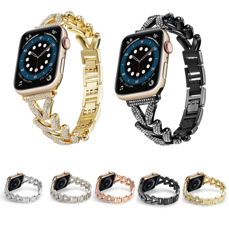 Triangle Diamond Metal Watch Band For Apple Watch Series 9&8&7 41mm / SE 3&SE 2&6&SE&5&4 40mm / 3&2&1 38mm