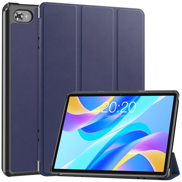 For Teclast M40 Plus Custer Pure Color 3-Fold Holder Leather Tablet Case