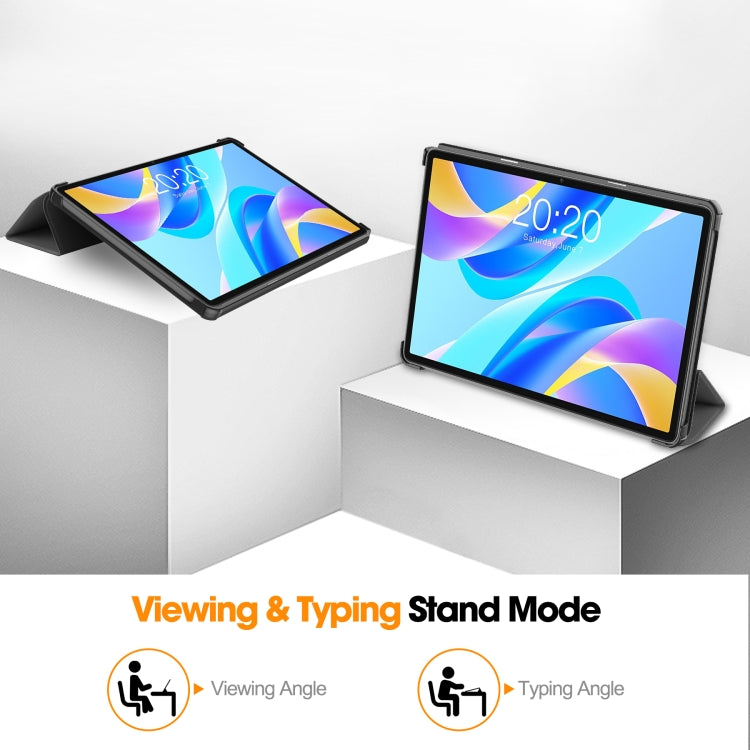 For Teclast M40 Plus Custer Pure Color 3-Fold Holder Leather Tablet Case