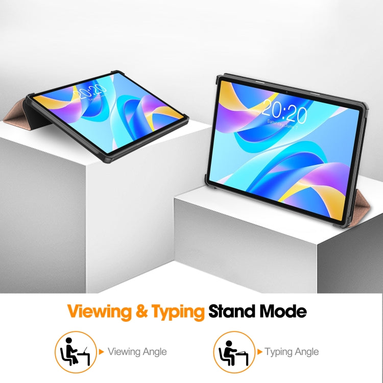 For Teclast M40 Plus Custer Pure Color 3-Fold Holder Leather Tablet Case