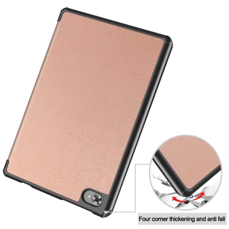 For Teclast M40 Plus Custer Pure Color 3-Fold Holder Leather Tablet Case