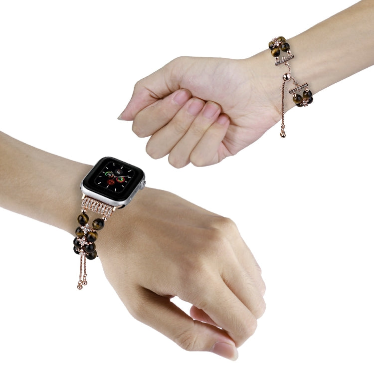 Double Row Beads Telescopic Chain Watch Band For Apple Watch Ultra 49mm&Watch Ultra 2 49mm / Series 9&8&7 45mm / SE 3&SE 2&6&SE&5&4 44mm / 3&2&1 42mm