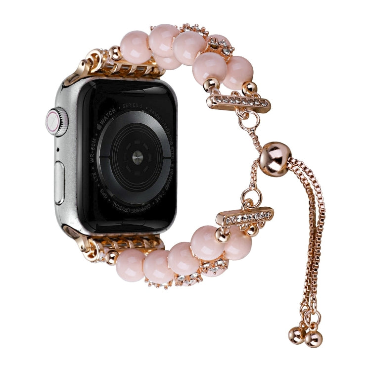 Double Row Beads Telescopic Chain Watch Band For Apple Watch Ultra 49mm&Watch Ultra 2 49mm / Series 9&8&7 45mm / SE 3&SE 2&6&SE&5&4 44mm / 3&2&1 42mm