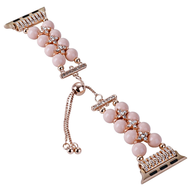 Double Row Beads Telescopic Chain Watch Band For Apple Watch Ultra 49mm&Watch Ultra 2 49mm / Series 9&8&7 45mm / SE 3&SE 2&6&SE&5&4 44mm / 3&2&1 42mm