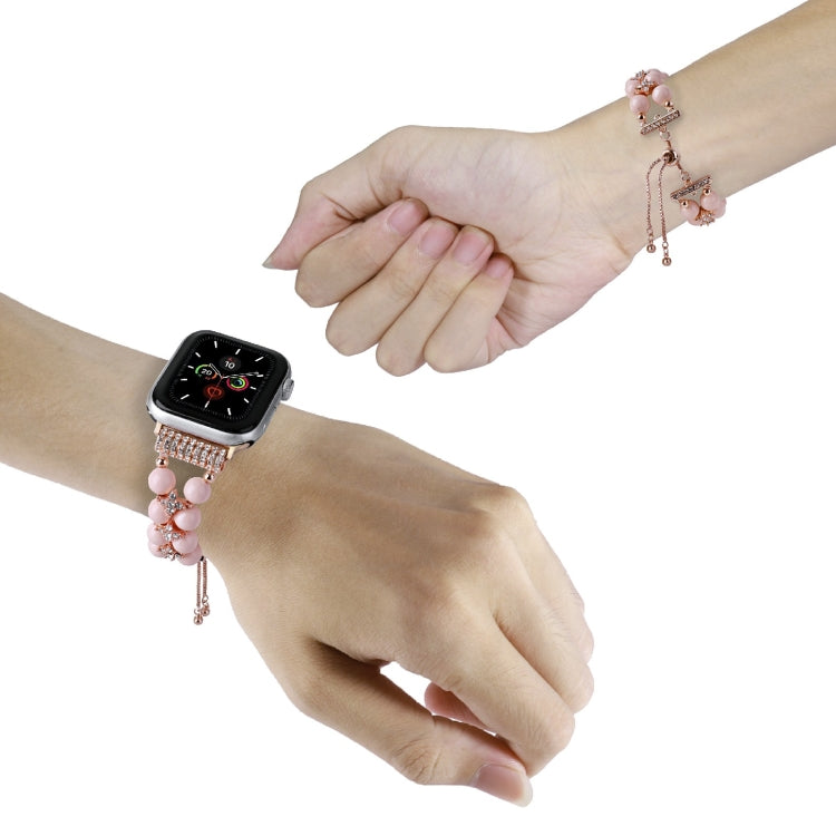 Double Row Beads Telescopic Chain Watch Band For Apple Watch Ultra 49mm&Watch Ultra 2 49mm / Series 9&8&7 45mm / SE 3&SE 2&6&SE&5&4 44mm / 3&2&1 42mm