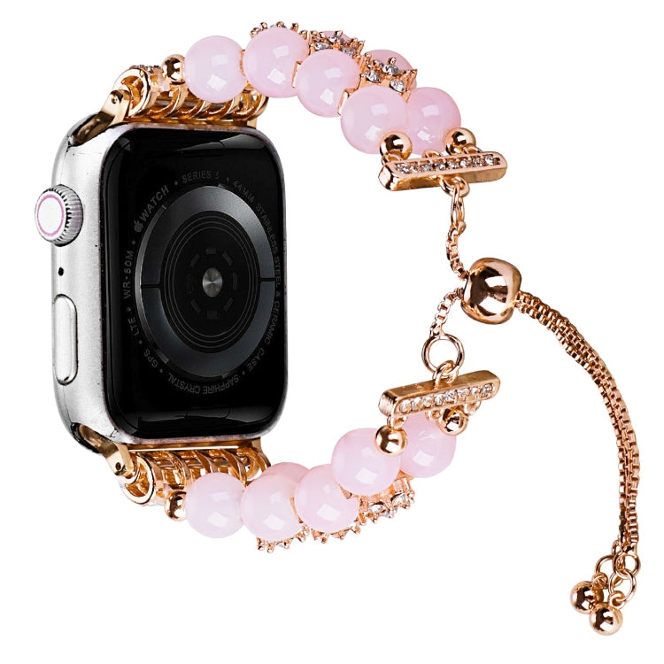 Double Row Beads Telescopic Chain Watch Band For Apple Watch Ultra 49mm&Watch Ultra 2 49mm / Series 9&8&7 45mm / SE 3&SE 2&6&SE&5&4 44mm / 3&2&1 42mm