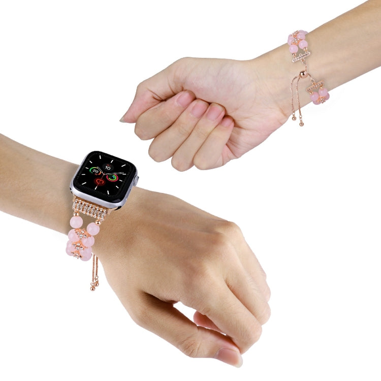 Double Row Beads Telescopic Chain Watch Band For Apple Watch Ultra 49mm&Watch Ultra 2 49mm / Series 9&8&7 45mm / SE 3&SE 2&6&SE&5&4 44mm / 3&2&1 42mm
