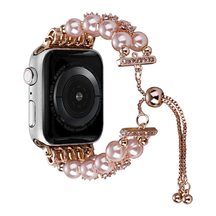 Double Row Beads Telescopic Chain Watch Band For Apple Watch Ultra 49mm&Watch Ultra 2 49mm / Series 9&8&7 45mm / SE 3&SE 2&6&SE&5&4 44mm / 3&2&1 42mm