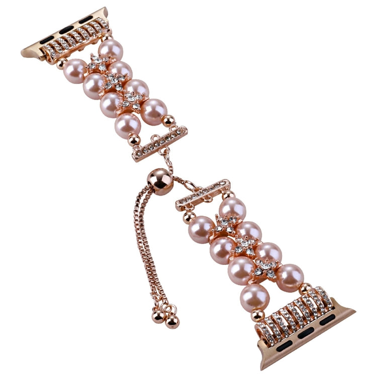 Double Row Beads Telescopic Chain Watch Band For Apple Watch Ultra 49mm&Watch Ultra 2 49mm / Series 9&8&7 45mm / SE 3&SE 2&6&SE&5&4 44mm / 3&2&1 42mm
