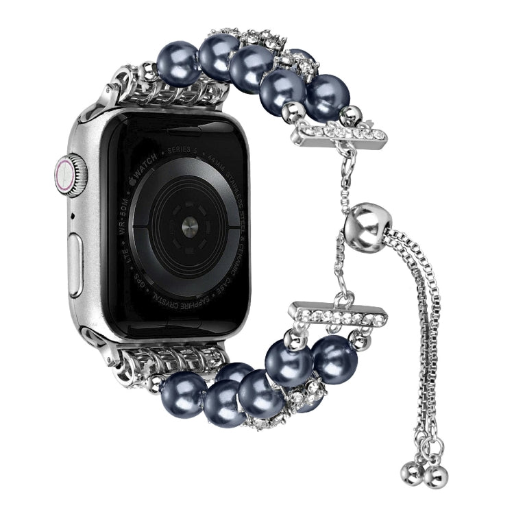 Double Row Beads Telescopic Chain Watch Band For Apple Watch Ultra 49mm&Watch Ultra 2 49mm / Series 9&8&7 45mm / SE 3&SE 2&6&SE&5&4 44mm / 3&2&1 42mm