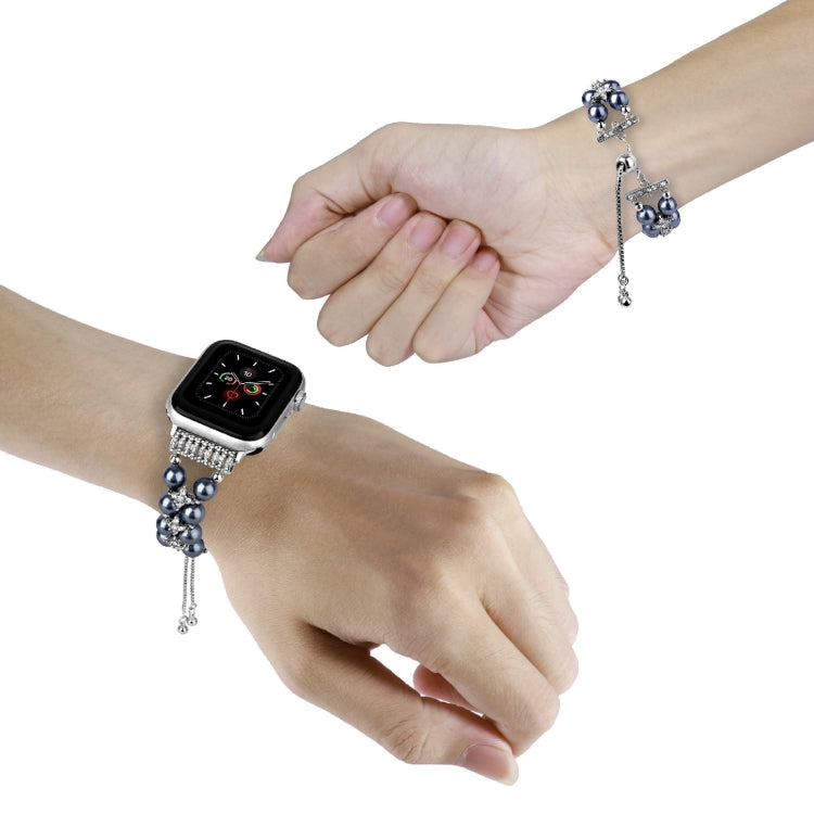 Double Row Beads Telescopic Chain Watch Band For Apple Watch Ultra 49mm&Watch Ultra 2 49mm / Series 9&8&7 45mm / SE 3&SE 2&6&SE&5&4 44mm / 3&2&1 42mm