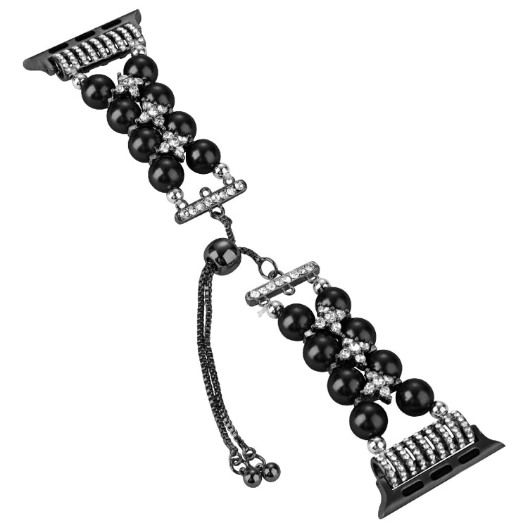 Double Row Beads Telescopic Chain Watch Band For Apple Watch Ultra 49mm&Watch Ultra 2 49mm / Series 9&8&7 45mm / SE 3&SE 2&6&SE&5&4 44mm / 3&2&1 42mm