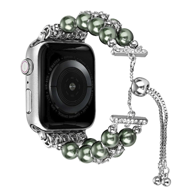 Double Row Beads Telescopic Chain Watch Band For Apple Watch Ultra 49mm&Watch Ultra 2 49mm / Series 9&8&7 45mm / SE 3&SE 2&6&SE&5&4 44mm / 3&2&1 42mm