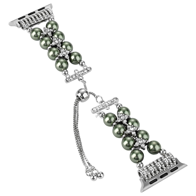 Double Row Beads Telescopic Chain Watch Band For Apple Watch Ultra 49mm&Watch Ultra 2 49mm / Series 9&8&7 45mm / SE 3&SE 2&6&SE&5&4 44mm / 3&2&1 42mm