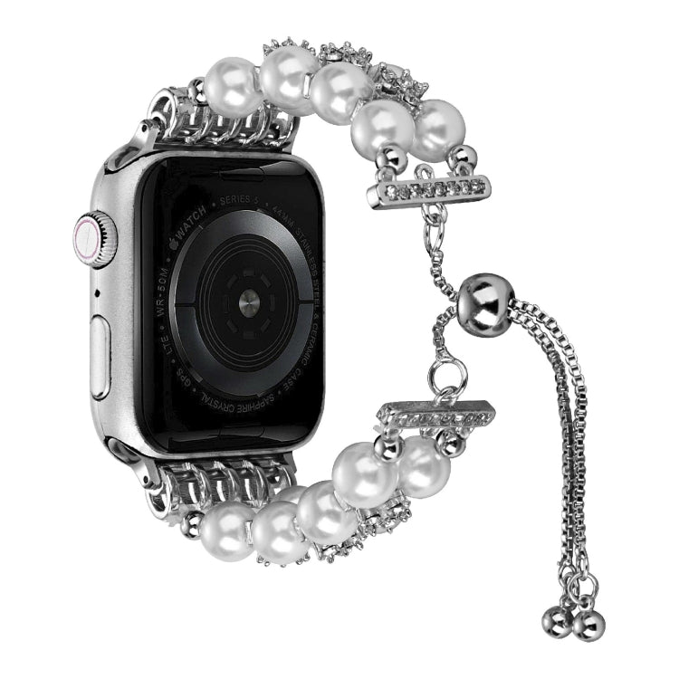 Double Row Beads Telescopic Chain Watch Band For Apple Watch Ultra 49mm&Watch Ultra 2 49mm / Series 9&8&7 45mm / SE 3&SE 2&6&SE&5&4 44mm / 3&2&1 42mm