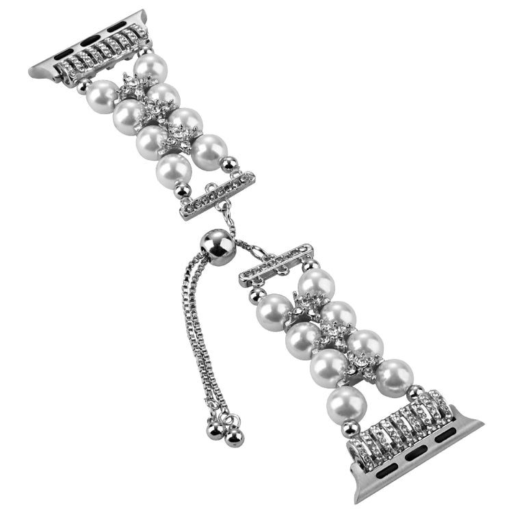 Double Row Beads Telescopic Chain Watch Band For Apple Watch Ultra 49mm&Watch Ultra 2 49mm / Series 9&8&7 45mm / SE 3&SE 2&6&SE&5&4 44mm / 3&2&1 42mm