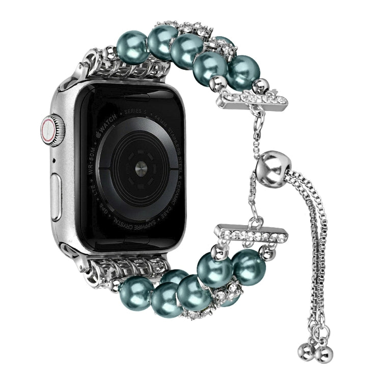 Double Row Beads Telescopic Chain Watch Band For Apple Watch Ultra 49mm&Watch Ultra 2 49mm / Series 9&8&7 45mm / SE 3&SE 2&6&SE&5&4 44mm / 3&2&1 42mm