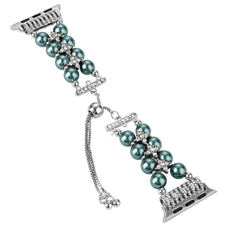 Double Row Beads Telescopic Chain Watch Band For Apple Watch Ultra 49mm&Watch Ultra 2 49mm / Series 9&8&7 45mm / SE 3&SE 2&6&SE&5&4 44mm / 3&2&1 42mm