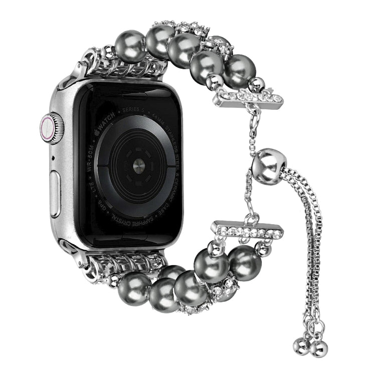 Double Row Beads Telescopic Chain Watch Band For Apple Watch Ultra 49mm&Watch Ultra 2 49mm / Series 9&8&7 45mm / SE 3&SE 2&6&SE&5&4 44mm / 3&2&1 42mm