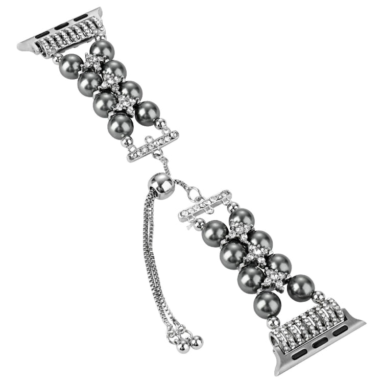 Double Row Beads Telescopic Chain Watch Band For Apple Watch Ultra 49mm&Watch Ultra 2 49mm / Series 9&8&7 45mm / SE 3&SE 2&6&SE&5&4 44mm / 3&2&1 42mm