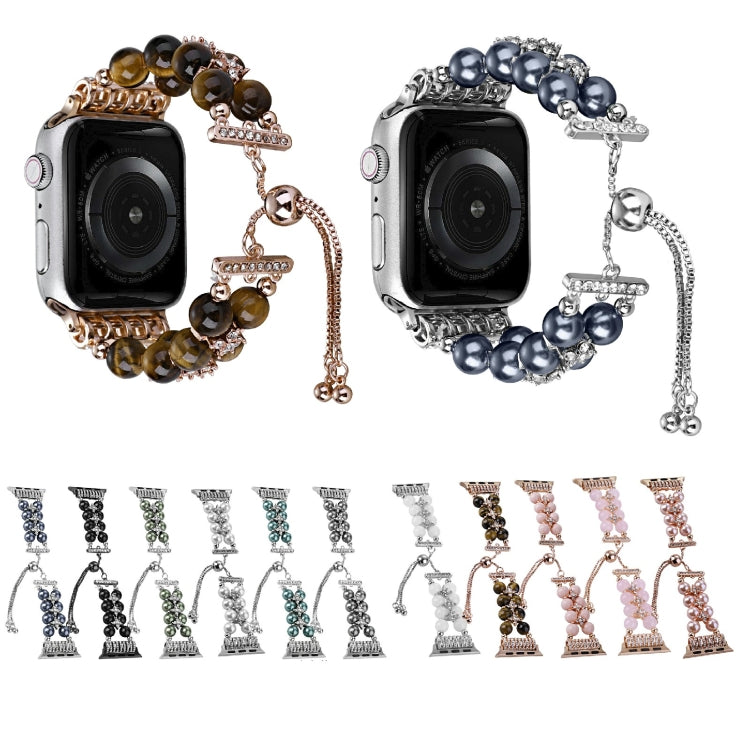 Double Row Beads Telescopic Chain Watch Band For Apple Watch Ultra 49mm&Watch Ultra 2 49mm / Series 9&8&7 45mm / SE 3&SE 2&6&SE&5&4 44mm / 3&2&1 42mm