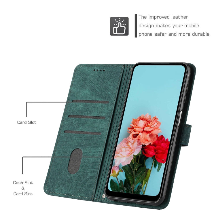 For iPhone 13 Pro Max Skin Feel Stripe Pattern Leather Phone Case with Lanyard