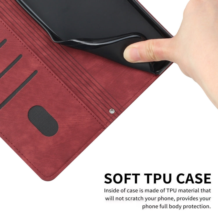 For iPhone SE 2022 / 2020 / 8 / 7 / 6 Skin Feel Stripe Pattern Leather Phone Case with Lanyard
