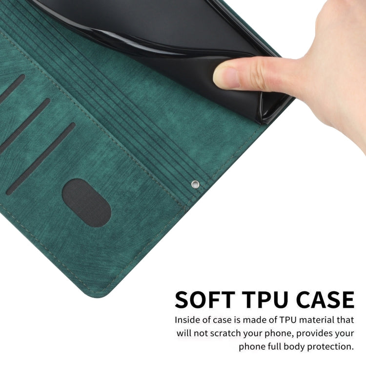 For iPhone SE 2022 / 2020 / 8 / 7 / 6 Skin Feel Stripe Pattern Leather Phone Case with Lanyard