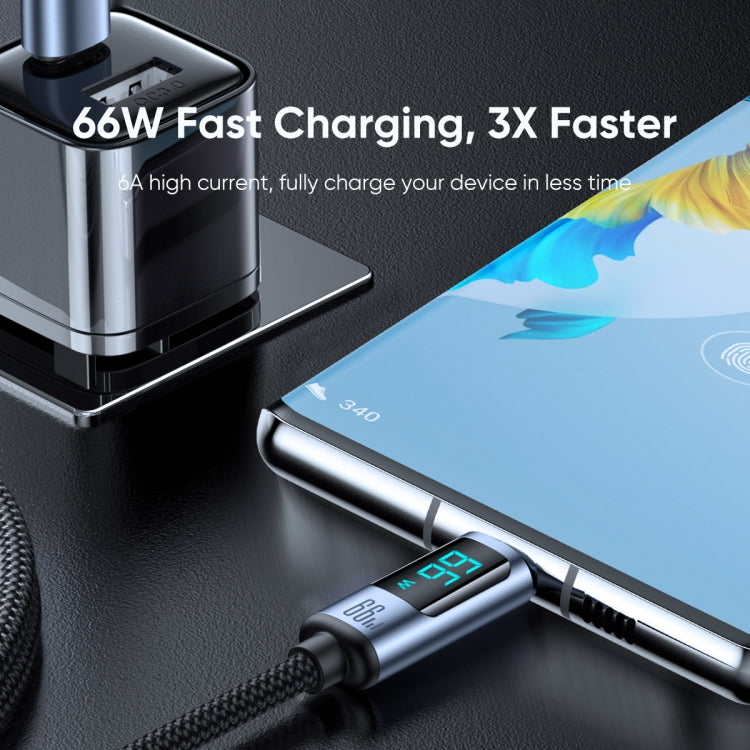 JOYROOM S-AC066A16 6A USB to USB-C / Type-C Digital Display Fast Charging Data Cable, Length:1.2m(Black)