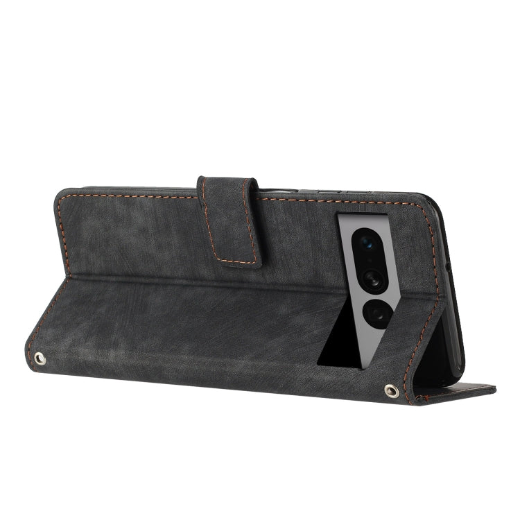 For Google Pixel 7 Pro Skin Feel Stripe Pattern Leather Phone Case with Lanyard