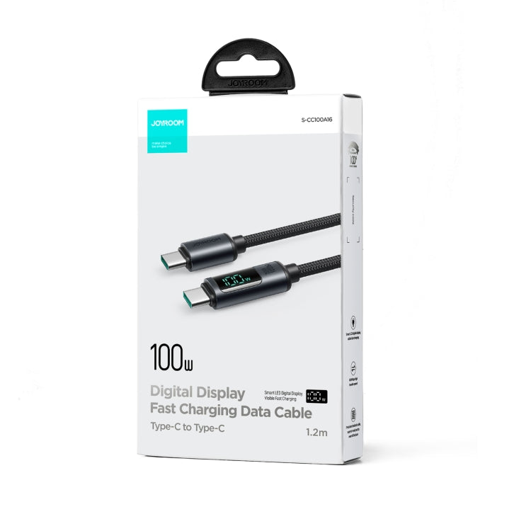 JOYROOM S-CC100A16 100W USB-C / Type-C to USB-C / Type-C Digital Display Fast Charging Data Cable, Length:1.2m(Black)