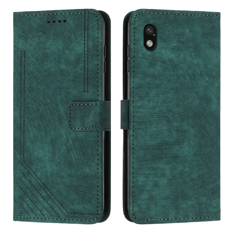 For Sony Xperia Ace III Skin Feel Stripe Pattern Leather Phone Case with Lanyard