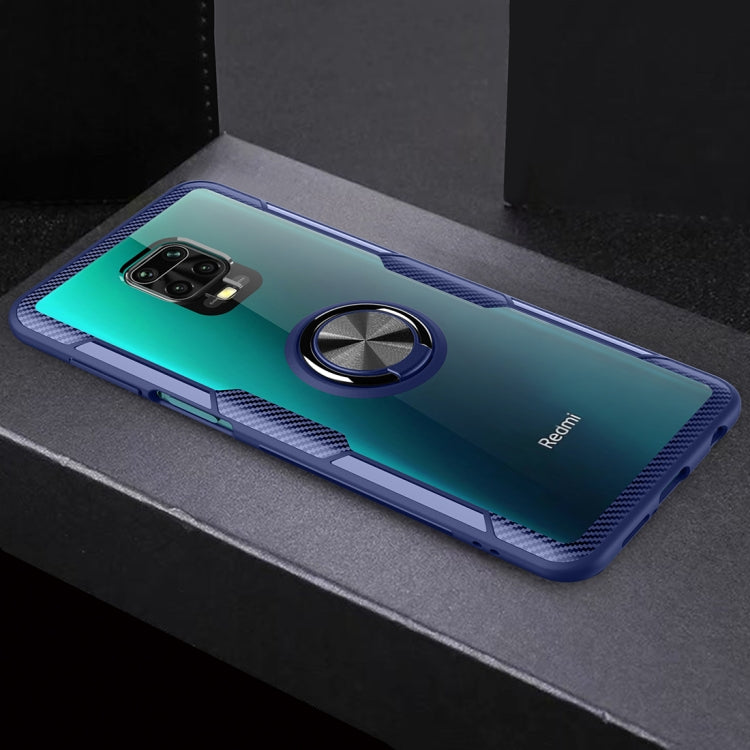 For Xiaomi Redmi Note 9 Pro Max Anti-fall Transparent TPU + Acrylic Mobile Phone Protective Case with Ring Bracket