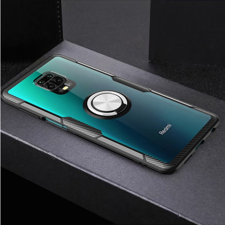 For Xiaomi Redmi Note 9 Pro Max Anti-fall Transparent TPU + Acrylic Mobile Phone Protective Case with Ring Bracket