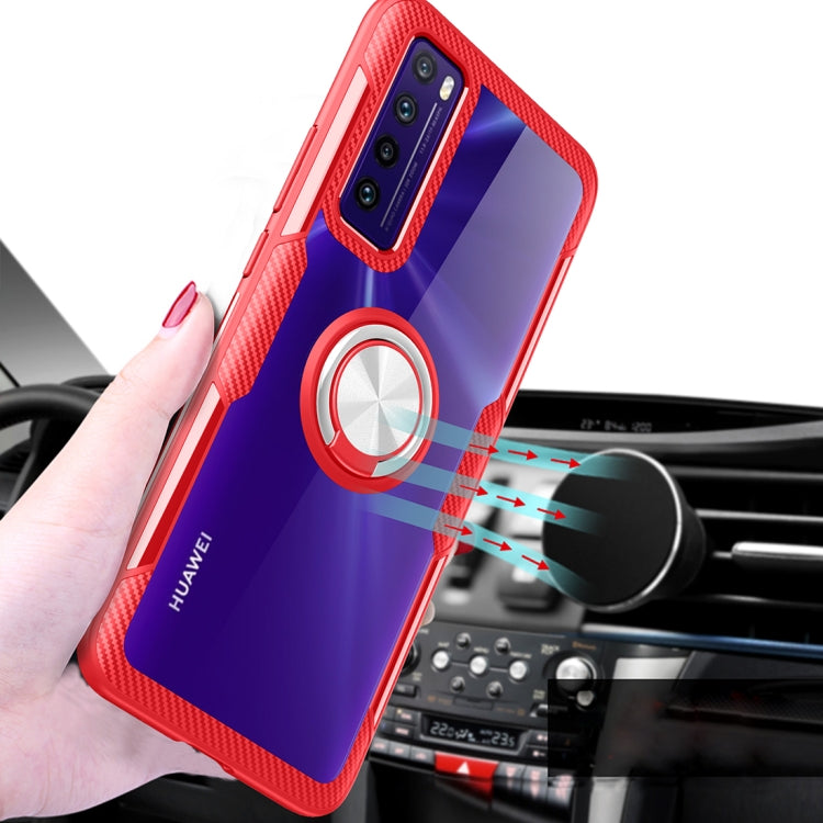 For Huawei nova 7 Anti-fall Transparent TPU + Acrylic Mobile Phone Protective Case with Ring Bracket