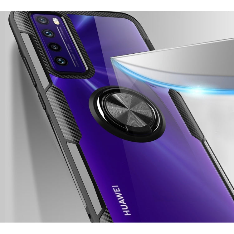 For Huawei nova 7 Anti-fall Transparent TPU + Acrylic Mobile Phone Protective Case with Ring Bracket