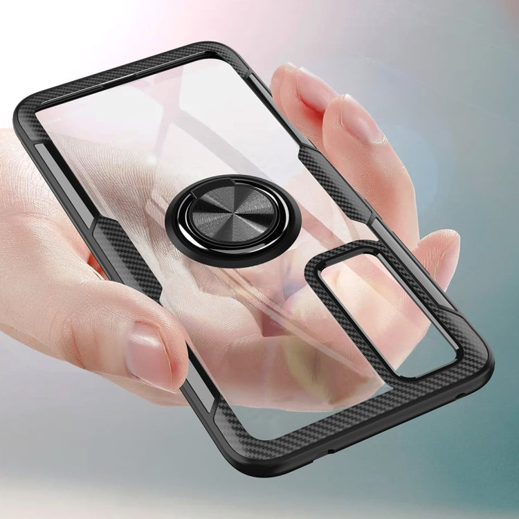 For Huawei nova 7 Anti-fall Transparent TPU + Acrylic Mobile Phone Protective Case with Ring Bracket