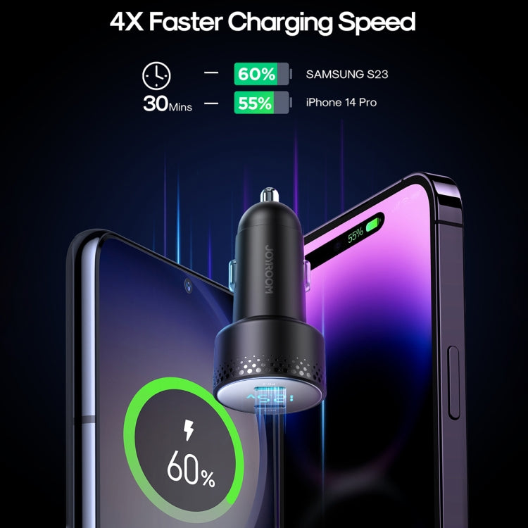 JOYROOM JR-CCD02 70W Dual PD Ports Digital Display Car Charger(Black)