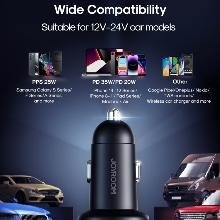 JOYROOM JR-CCD02 70W Dual PD Ports Digital Display Car Charger(Black)