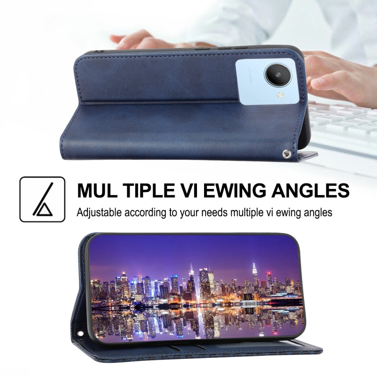 For OPPO Reno8 4G Global Cubic Grid Calf Texture Magnetic Leather Phone Case