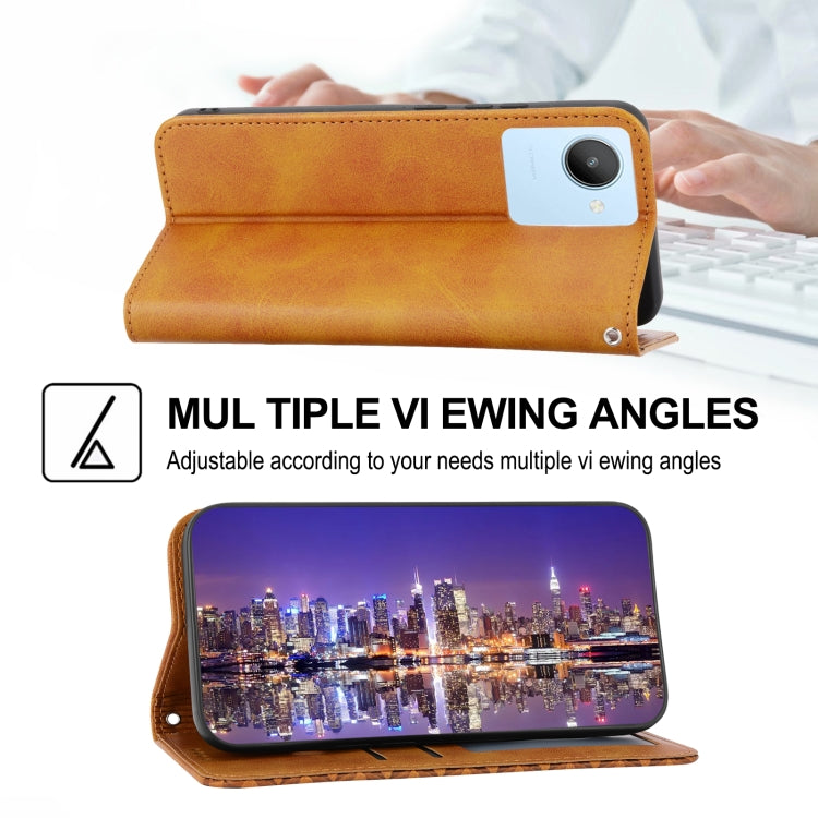 For OPPO Reno8 4G Global Cubic Grid Calf Texture Magnetic Leather Phone Case