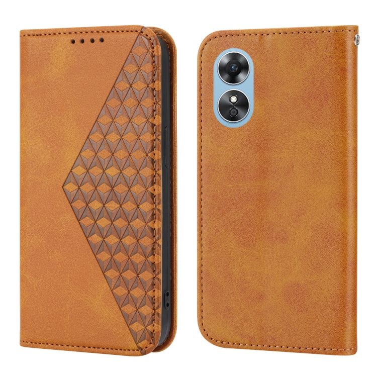 For OPPO Reno8 T 4G Global Cubic Grid Calf Texture Magnetic Leather Phone Case