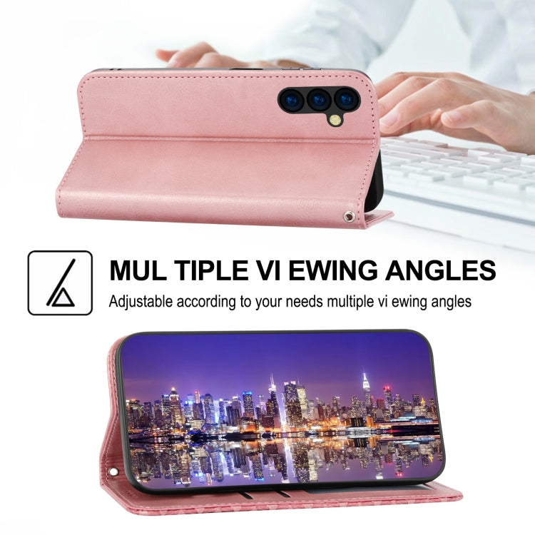 For Samsung Galaxy A24 4G Global Cubic Grid Calf Texture Magnetic Leather Phone Case
